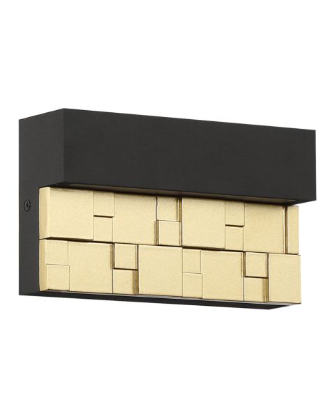 Access Grid Outdoor Wall Light in Bronze with Gold