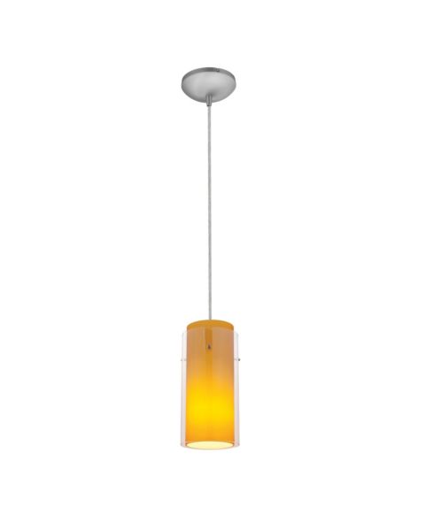Access Glass`N Glass Cylinder Pendant Light in Brushed Steel