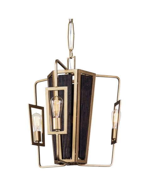 Varaluz Madeira 3 Light Modern Farmhouse Chandelier in Rustic Gold and Madeira