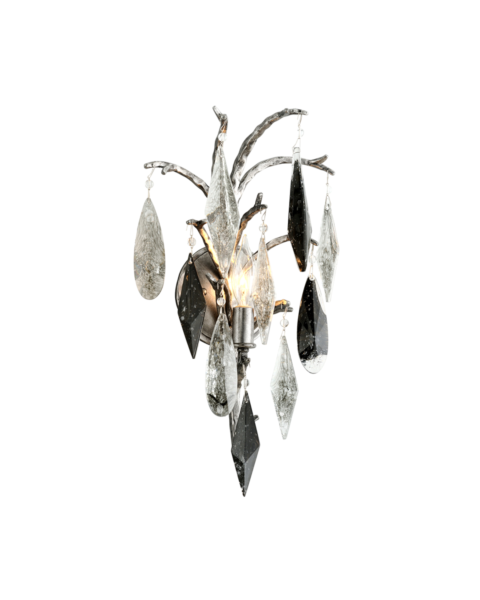 Corbett Nera Wall Sconce in Blackened Silver Leaf