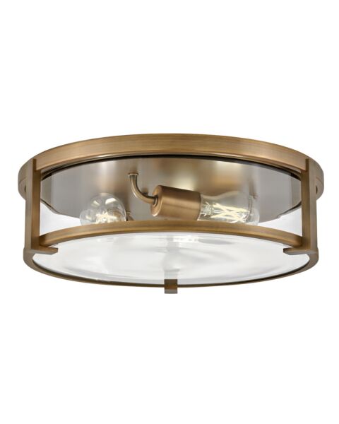 Lowell 3-Light Large Flush Mount Ceiling Light in Brushed Bronze with Clear glass