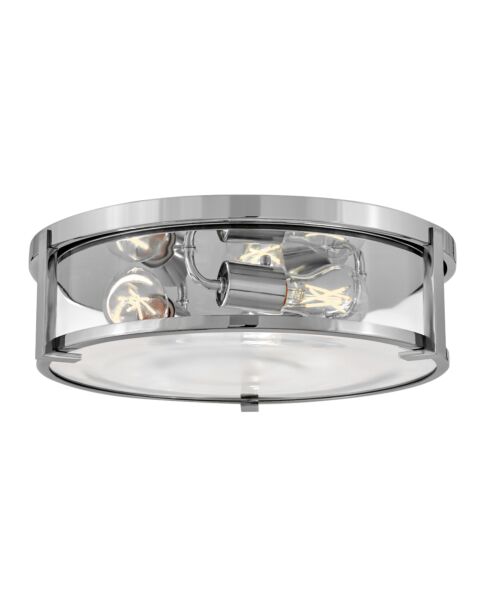 Lowell 3-Light Large Flush Mount Ceiling Light in Chrome with Clear glass