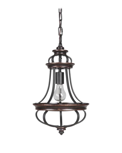 Craftmade Stafford 10" Mini Pendant in Aged Bronze with Textured Black