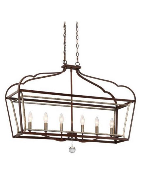 Minka Lavery Astrapia 6 Light 11 Inch Pendant Light in Dark Rubbed Sienna with Aged Silver