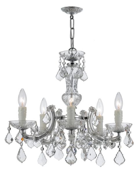 Crystorama Maria Theresa 5 Light 19 Inch Mini Chandelier in Polished Chrome with Clear Hand Cut Crystals