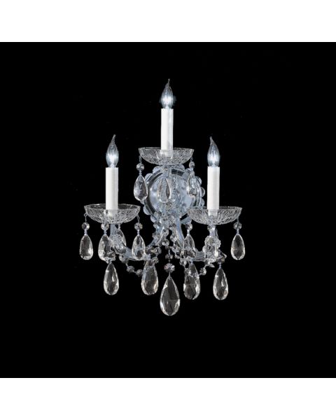 Crystorama Maria Theresa 3 Light 14 Inch Wall Sconce in Polished Chrome with Clear Hand Cut Crystals