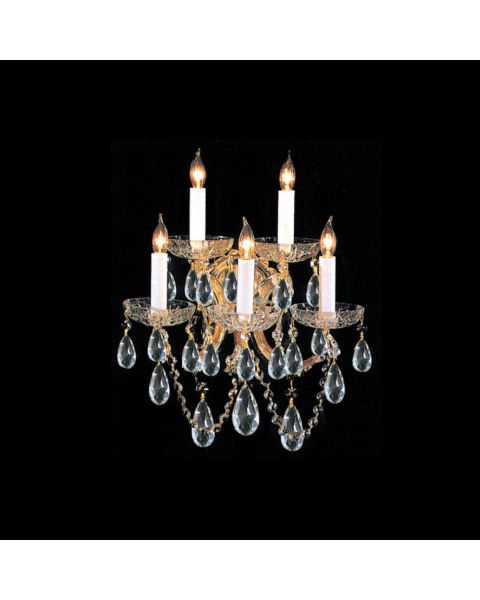 Crystorama Maria Theresa 5 Light 16 Inch Wall Sconce in Gold with Clear Hand Cut Crystals