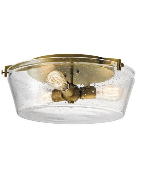 Kichler Alton 3 Light Clear Seeded Ceiling Light in Natural Brass