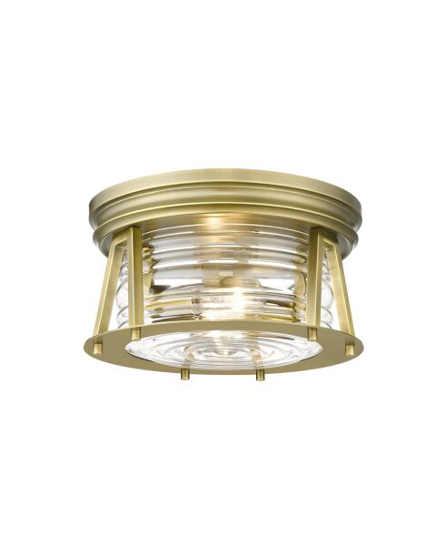 Z-Lite Cape Harbor 2-Light Flush Mount Ceiling Light In Rubbed Brass