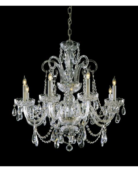 Crystorama Traditional Crystal 8 Light 27 Inch Traditional Chandelier in Polished Brass with Clear Swarovski Strass Crystals
