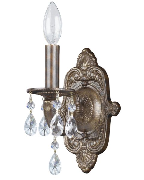 Crystorama Paris Market 10 Inch Wall Sconce in Venetian Bronze with Clear Swarovski Strass Crystals