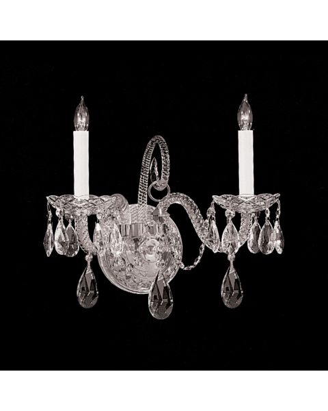 Crystorama Traditional Crystal 2 Light 12 Inch Wall Sconce in Polished Chrome with Clear Spectra Crystals