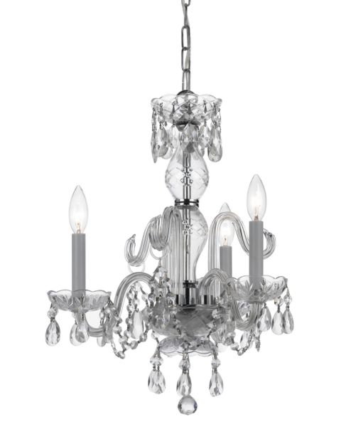 Crystorama Traditional Crystal 3 Light 18 Inch Mini Chandelier in Chrome with Clear Swarovski Strass Crystals