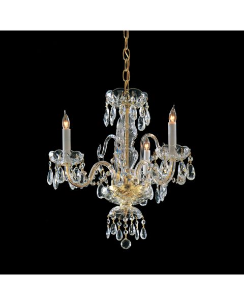 Crystorama Traditional Crystal 3 Light 18 Inch Mini Chandelier in Polished Brass with Clear Spectra Crystals