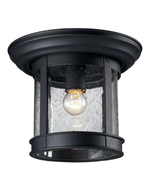 Z-Lite Outdoor Flush Mount 1-Light Outdoor Flush Ceiling Mount Fixture Ceiling Light In Black