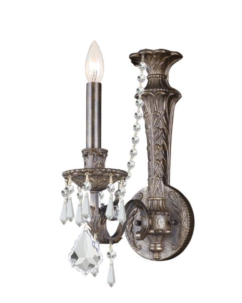 Crystorama Vanderbilt 17 Inch Wall Sconce in English Bronze with Clear Hand Cut Crystals
