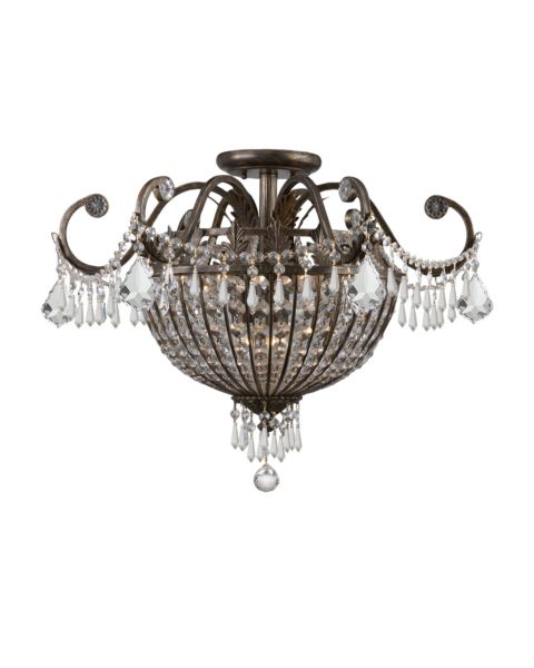 Crystorama Vanderbilt 9 Light 24 Inch Ceiling Light in English Bronze with Clear Hand Cut Crystals