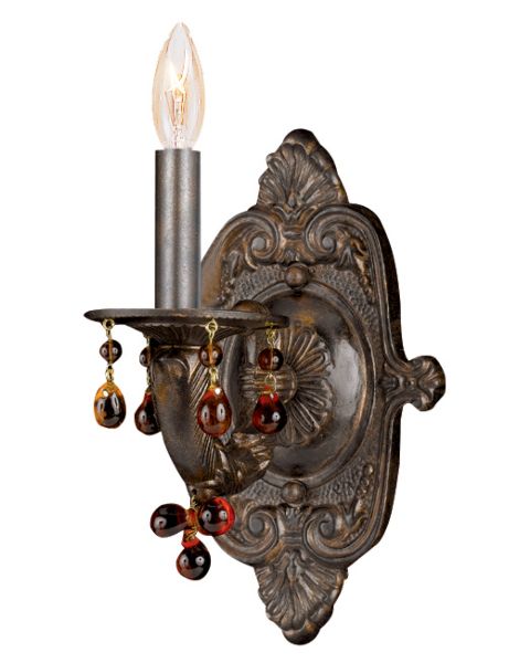 Crystorama Paris Market 10 Inch Wall Sconce in Venetian Bronze with Murano Crystals