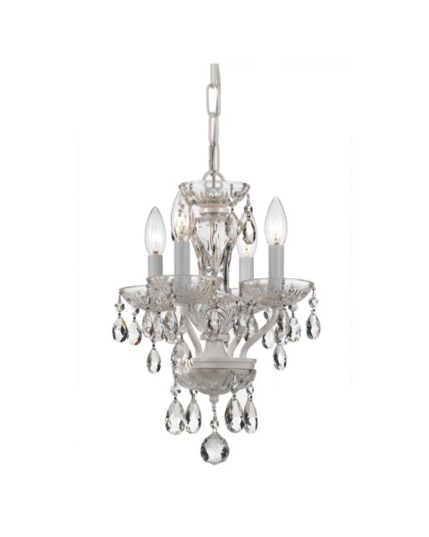 Crystorama Traditional Crystal 4 Light 15 Inch Mini Chandelier in Wet White with Clear Swarovski Strass Crystals