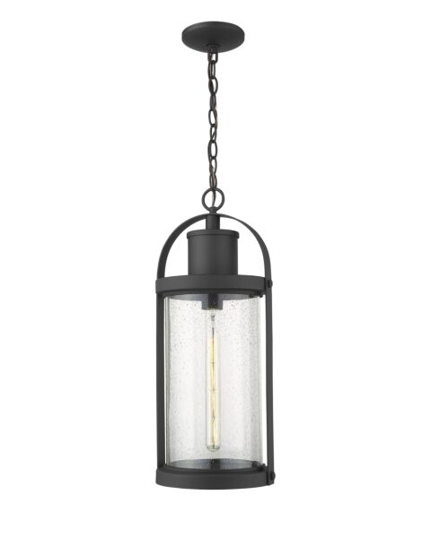 Z-Lite Roundhouse 1-Light Outdoor Chain Mount Ceiling Fixture Light In Black