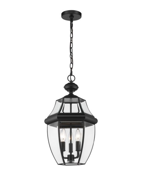 Z-Lite Westover 3-Light Outdoor Chain Mount Ceiling Fixture Light In Black