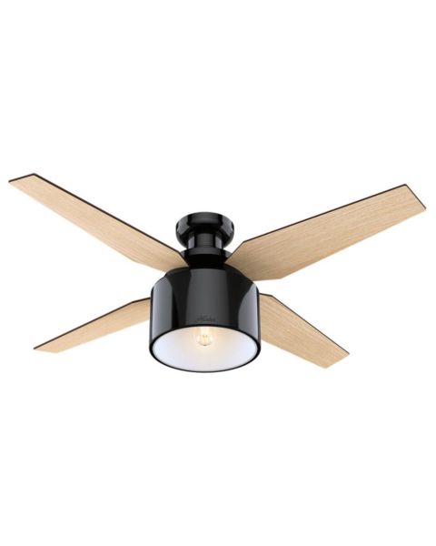 Hunter Cranbrook 52 Inch Indoor Flush Mount Ceiling Fan in Gloss Black