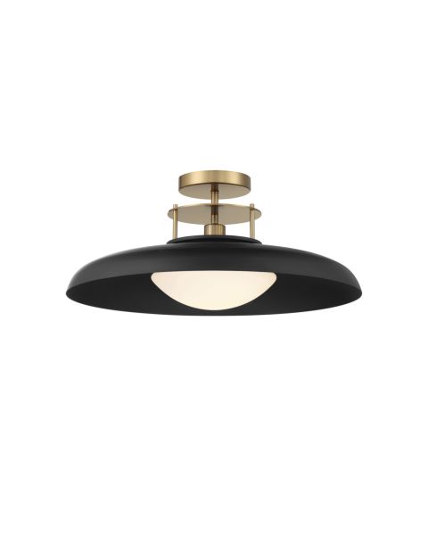 Savoy House Gavin 1 Light Ceiling Light in Matte Black with Warm Brass Accents