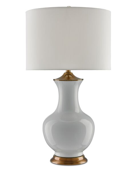 Currey & Company 32" Lilou White Table Lamp in White and Antique Brass