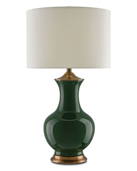 Currey & Company 32" Lilou Green Table Lamp in Green and Antique Brass
