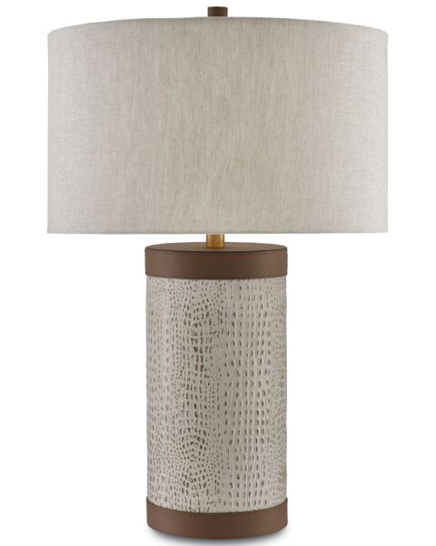Currey & Company 30" Baptiste Table Lamp in Ivory Brown and Brushed Brass