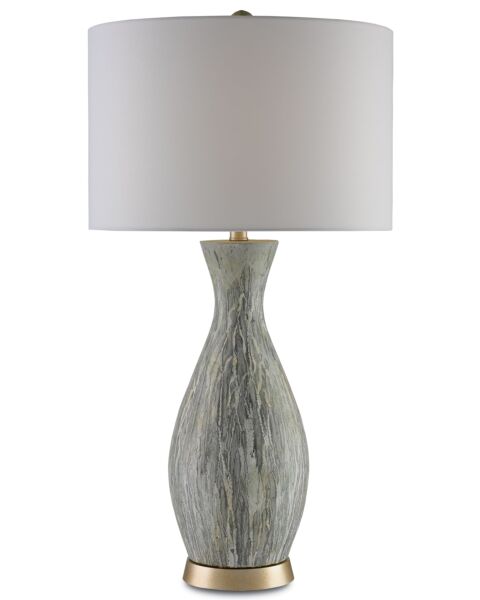 Currey & Company 32" Rana Table Lamp in Light Green White and Silver Leaf