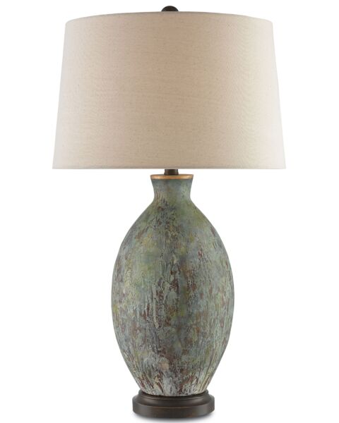 Currey & Company 30" Remi Table Lamp in Green Dark Red and Bronze Gold