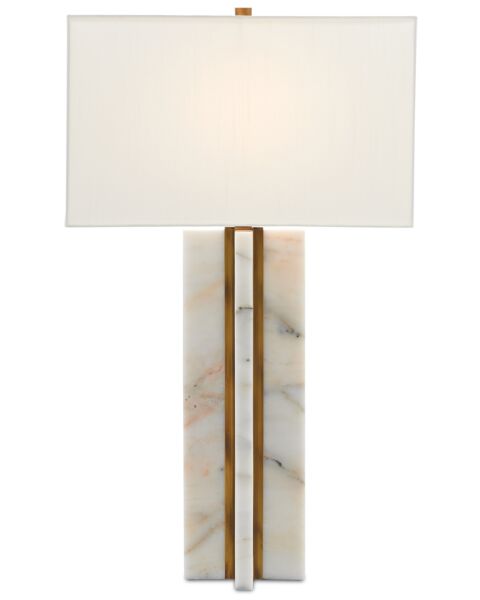 Currey & Company 33" Khalil Table Lamp in Marble and Antique Brass