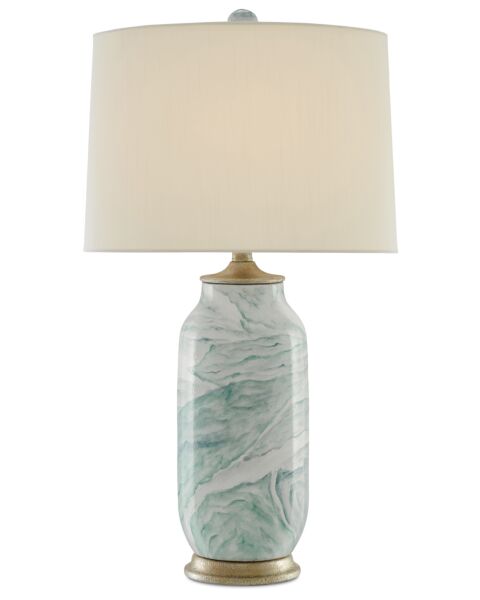 Currey & Company 29" Sarcelle Table Lamp in Sea Foam and Harlow Silver Leaf