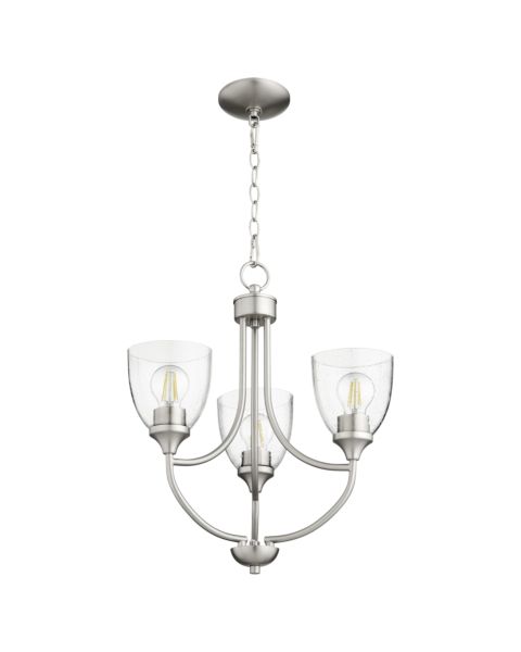 Quorum Enclave 3 Light 21 Inch Transitional Chandelier in Satin Nickel with