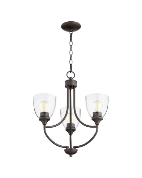 Quorum Enclave 3 Light 21 Inch Transitional Chandelier in Oiled Bronze with