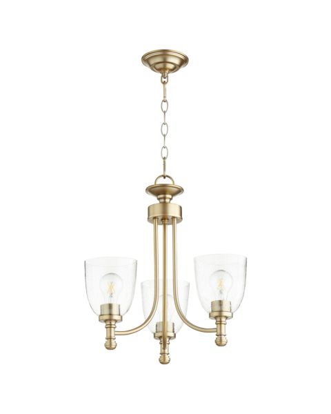 Quorum Rossington 3 Light 19 Inch Transitional Chandelier in Aged Brass with