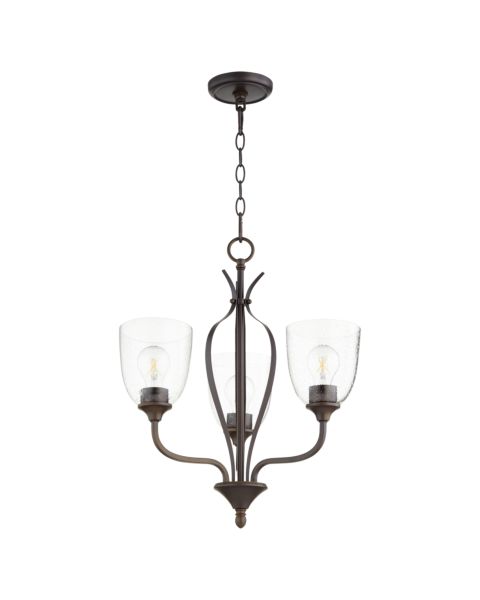 Quorum Jardin 3 Light 21 Inch Transitional Chandelier in Oiled Bronze with