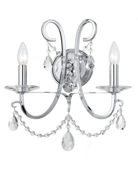 Crystorama Othello 2 Light 16 Inch Wall Sconce in Polished Chrome with Clear Swarovski Strass Crystals