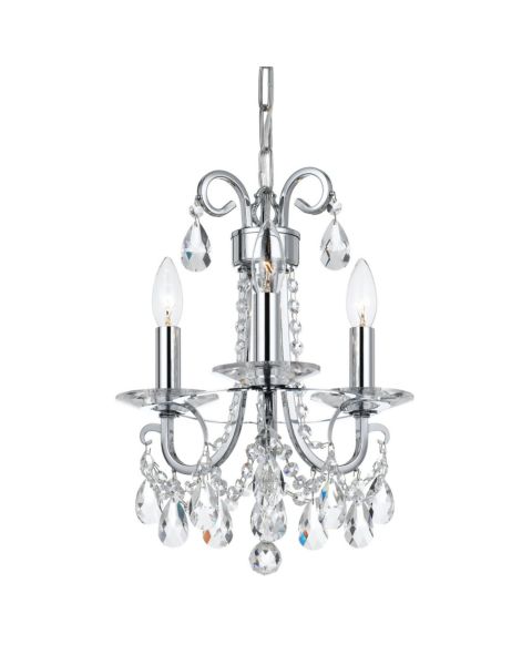 Crystorama Othello 3 Light 16 Inch Mini Chandelier in Polished Chrome with Clear Spectra Crystals