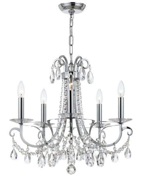 Crystorama Othello 5 Light 19 Inch Transitional Chandelier in Polished Chrome with Clear Hand Cut Crystals