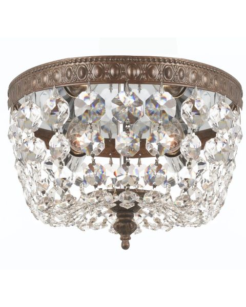 Crystorama 2 Light 8 Inch Ceiling Light in English Bronze with Clear Swarovski Strass Crystals