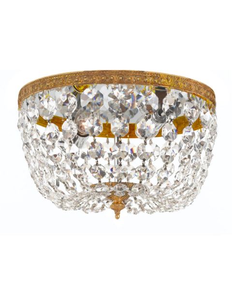 Crystorama 2 Light 8 Inch Ceiling Light in Olde Brass with Clear Italian Crystals
