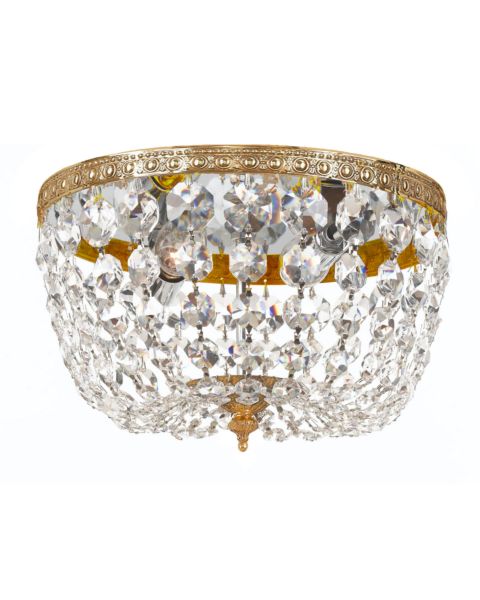 Crystorama 2 Light 10 Inch Ceiling Light in Olde Brass with Clear Swarovski Strass Crystals