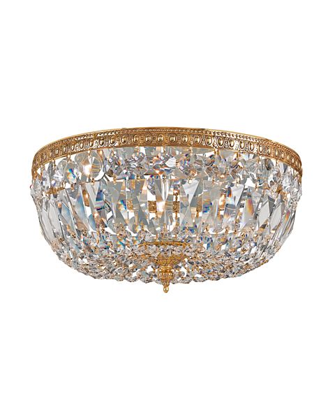 Crystorama 3 Light 14 Inch Ceiling Light in Olde Brass with Clear Spectra Crystals