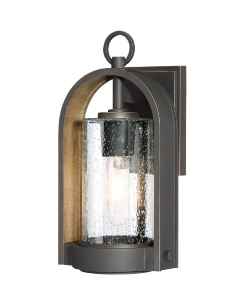 The Great Outdoors Kamstra 14 Inch Outdoor Wall Light in Oil Rubbed Bronze with Gold High