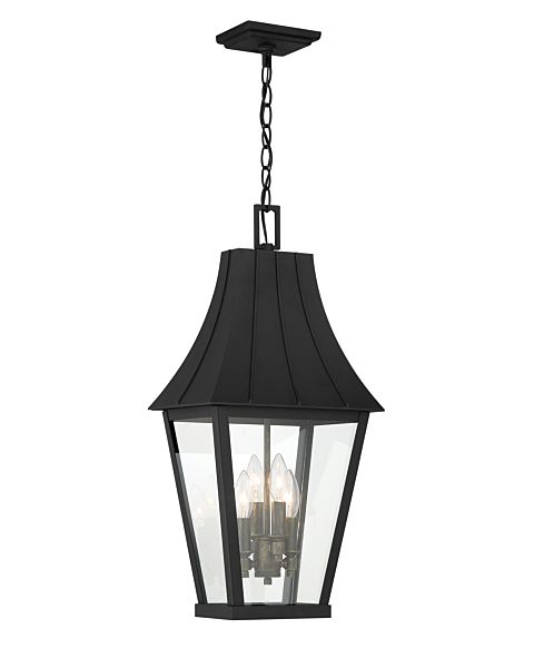 The Great Outdoors Chateau Grande 4 Light Outdoor Hanging Light in Coal With Gold