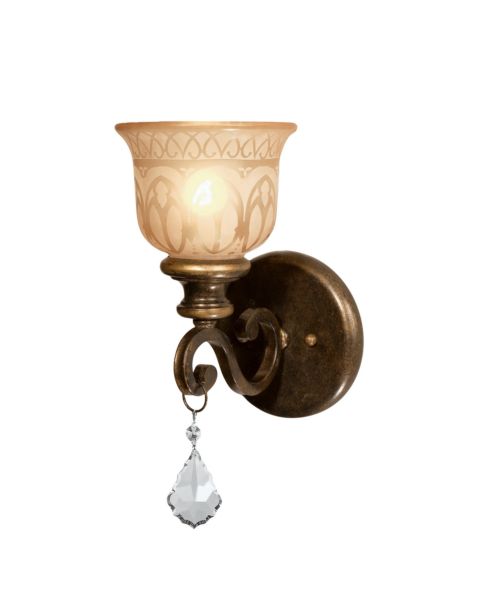 Crystorama Norwalk 14 Inch Wall Sconce in Bronze Umber with Clear Hand Cut Crystals