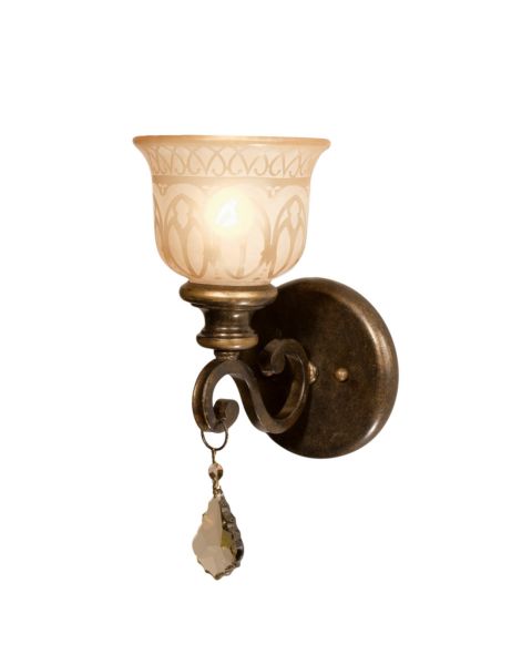 Crystorama Norwalk 14 Inch Wall Sconce in Bronze Umber with Golden Teak Hand Cut Crystals