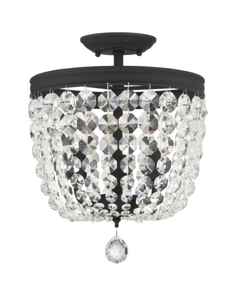 Crystorama Archer 3 Light Ceiling Light in Black Forged with Swarovski Strass Crystal Crystals